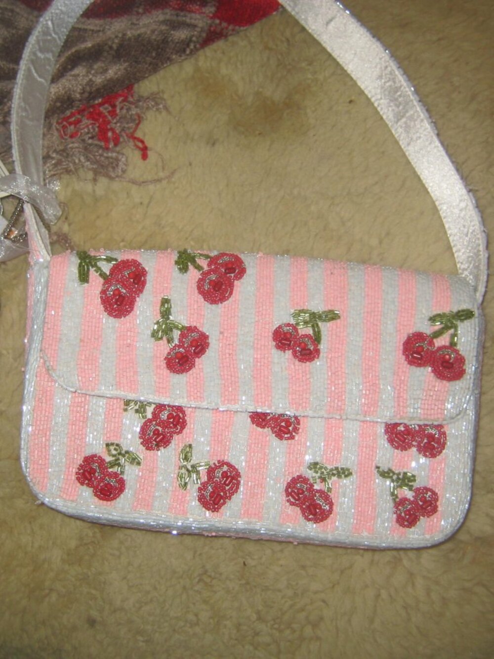 Handcrafted in India Cherries Striped Bag